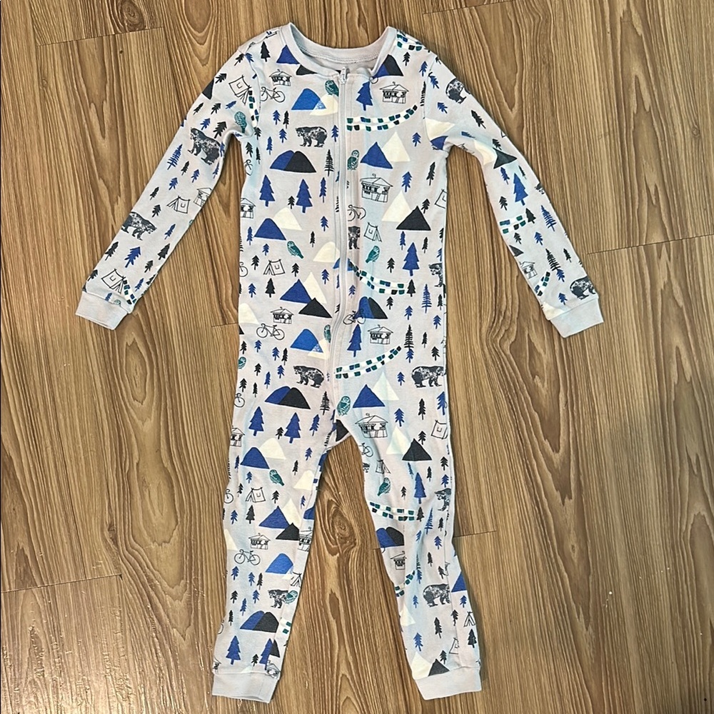 Tea Collection Blue and Gray Footies One Piece